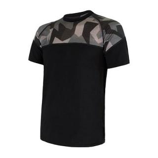 SENSOR MERINO IMPRESS pánské triko kr.rukáv černá/camo Velikost: S