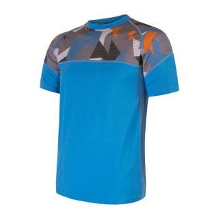 SENSOR MERINO IMPRESS pánské triko kr.rukáv modrá/camo Velikost: L