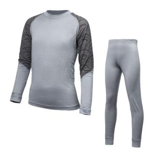 SENSOR MERINO IMPRESS SET dětský triko dl.rukáv + spodky šedá/maori Velikost: 90