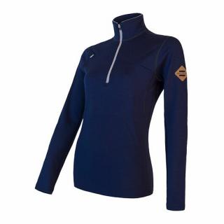 SENSOR MERINO UPPER dámská mikina krátký zip deep blue Velikost: L