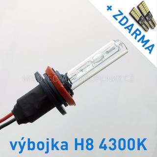 AKCE: Náhradní výbojka xenon H8 4300K do přestavbových HID sad (Výbojka H8 4300K - AKCE - ke každé zakoupené výbojce ZDARMA LED SMD parkovací žárovky s funkcí CANBUS !)