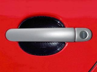 Kryty klik plné, stříbrné matné, (4+4 ks dva zámky) - Škoda Fabia II. (Kryty klik plné pro Škoda Fabia I. / Fabia II. / Octavia I. / Octavia II. / Superb I.)