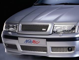 Třídílná mřížka nárazníku, nerez s mlhovkami - Škoda Octavia I. Facelift (Třídílná mřížka nárazníku pro Škoda Octavia I. Facelift 2000-2005)