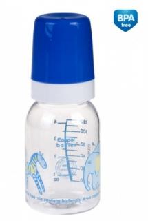 Canpol babies láhev s potiskem a úchyty 120 ml bez BPA modrá