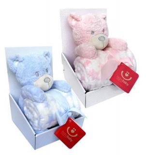 Deka dětská + hračka medvídek růžový Bobobaby dárková sada Varianta: modrý