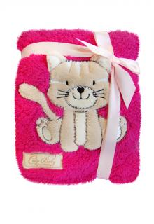 Dětská deka se zvířátkem tlačený vzor růžová kočička KCSN-02 76x102 cm Bobobaby Varianta: tmavě růžová kočička
