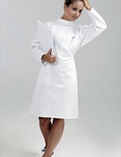 -10% Dámský / pánský plášť se stojáčkem, zapínání na zadním díly, bílá 60 (Zdravotnické oblečení)