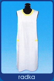 -10% Radka - Šaty bez rukávů s ozdobným lemem ve výstřihu, biele+žlutý lem, 44 (Zdravotnické oblečení)
