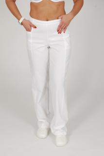 Dámské kalhoty vpředu pevný pás, vzadu guma, bílá barva, bílá barva, 34 (Zdravotnické oblečení)