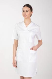Dámské zdravotnické šaty M-076F, bílá (Zdravotnické oblečení)