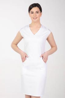 Dámské zdravotnické šaty s elastanem M-373X, bílá (Zdravotnické oblečení)