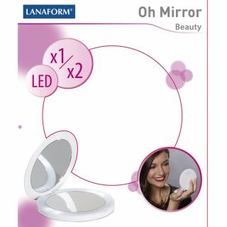 Kosmetické oboustranné zrcátko s LED osvětlením Lanaform Oh Mirror (Kosmetické zrcátko)
