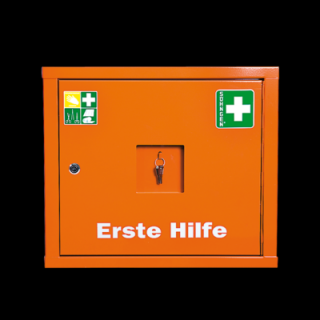 Lékárnička JUNIORSAFE - ocelová skříňka bez náplně, oranžová (Nástěnné lékárničky)