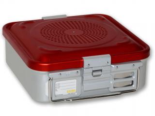 Sterilizační kazeta s filtrem, malá, 285x280x100 mm, červená (Nerezové kazety )