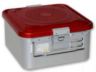 Sterilizační kazeta s filtrem, malá, 285x280x150 mm, červená (Nerezové kazety )