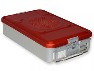Sterilizační kazeta s filtrem, střední, 465x280x100 mm, červená (Nerezové kazety )