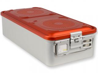 Sterilizační kazeta s filtrem, velká, 580x280x100 mm, červená (Nerezové kazety )