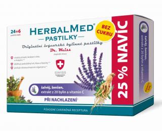 HerbalMed pastilky Dr. Weiss při nachlazení bez cukru 24 pastilek + 6 pastilek