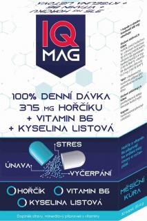 IQ Mag hořčík 375 mg + B6 + kyselina listová 30 kapslí