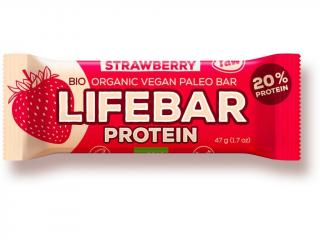 Lifefood BIO Lifebar tyčinka 47 g Příchuť: jahoda s proteinem