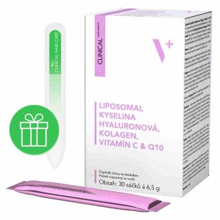 Liposomal Kyselina hyaluronová, Kolagen, Vitamín C & Q10 30 sáčků  + dárek Skleněný pilník