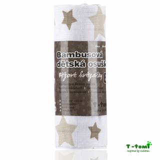 Dětská bambusová osuška - různé druhy Barva: s potiskem (béžové hvězdy)