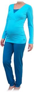 Pyžamo pro těhotné a kojící maminky, dlouhé, různé barvy Barva: Tyrkysová, Velikost: L/XL