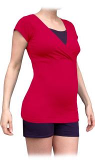 Těhotenské a kojící pyžamo krátké, různé barvy Barva: Růžová, Velikost: L/XL