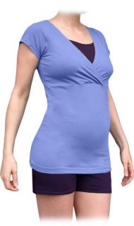 Těhotenské a kojící pyžamo krátké, různé barvy Barva: Šeříková, Velikost: L/XL