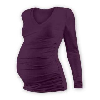 Těhotenské tričko Vanda - dlouhý rukáv, různé barvy Barva: Švestková, Velikost: L/XL
