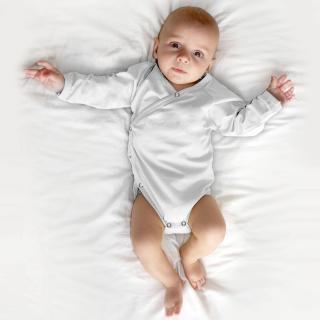 Zavinovací kojenecké body s dlouhým rukávem - zavinovací, různé barvy Barva: Bílá, Velikost: 62