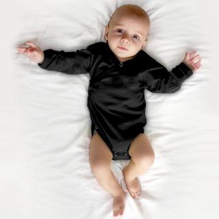 Zavinovací kojenecké body s dlouhým rukávem - zavinovací, různé barvy Barva: Černá, Velikost: 56
