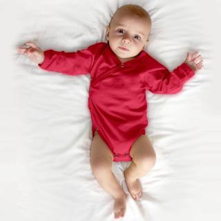 Zavinovací kojenecké body s dlouhým rukávem - zavinovací, různé barvy Barva: Červená, Velikost: 62