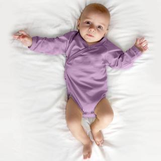 Zavinovací kojenecké body s dlouhým rukávem - zavinovací, různé barvy Barva: Levandulová, Velikost: 56