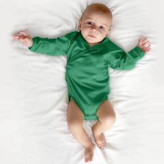 Zavinovací kojenecké body s dlouhým rukávem - zavinovací, různé barvy Barva: Tmavě zelená, Velikost: 56