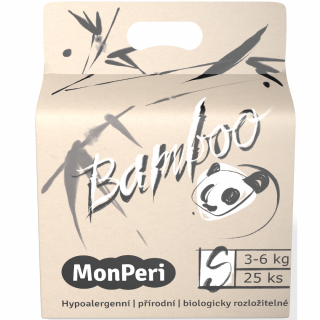 MonPeri Bamboo S 3-6 kg- 25ks EKO dětské bambusové jednorázové plenky (velikost 2)