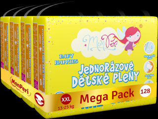 MonPeri Klasik Mega Pack XXL 13-25kg - 128ks EKO Jednorázové dětské pleny (velikost 6)