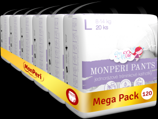 MonPeri Pants Mega Pack L 8–14kg - 120 ks EKO Jednorázové plenkové kalhotky (velikost 4)