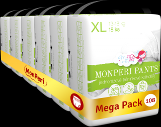 MonPeri Pants Mega Pack XL 13-18kg (velikost 4) EKO Jednorázové plenkové kalhotky