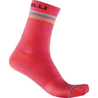 Dámské ponožky Castelli W GO 15 Bordeaux/brilliant pink-white L/XL
