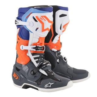 Boty Alpinestars TECH 10 2020 - šedá/fluo oranžová/modrá/bílá