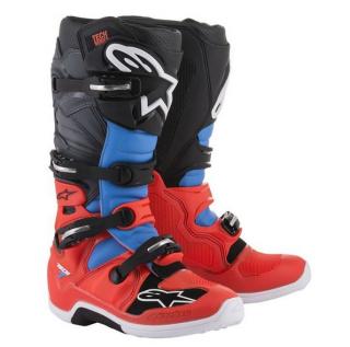 Boty Alpinestars TECH 7 2020 - fluo červená/ světle modrá/černá