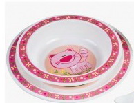 Canpol Babies Plastová sada nádobí miska a talíř Kočka růžová
