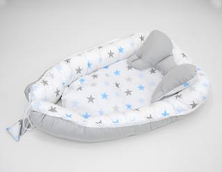 Darland Hnízdo oboustranné pro miminko Hvězdy modro šedé na šedém