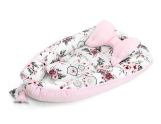 Darland Hnízdo oboustranné pro miminko Lapač snů na růžovém  bavlna