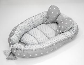 Darland Hnízdo oboustranné pro miminko Minky Hvězdičky bílé na šedém