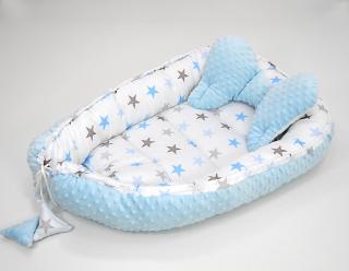 Darland Hnízdo oboustranné pro miminko Minky Hvězdy modro šedé na modrém