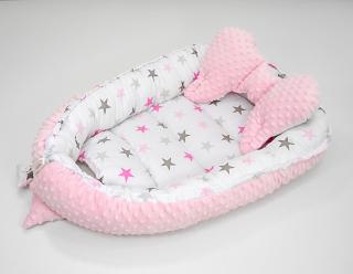 Darland Hnízdo oboustranné pro miminko Minky Hvězdy růžovo šedé na růžovém