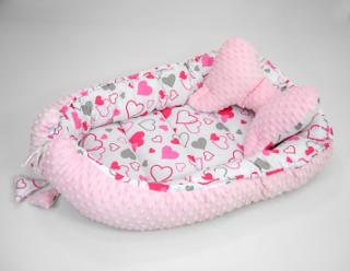 Darland Hnízdo oboustranné pro miminko Minky Love růžové na růžovém