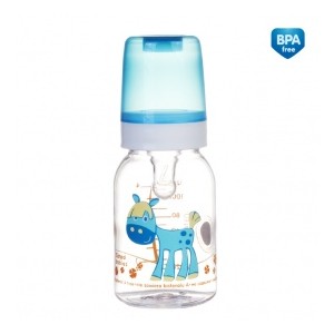 Láhev s potiskem veselá zvířátka světle modrá 120 ml bez BPA 11/851
